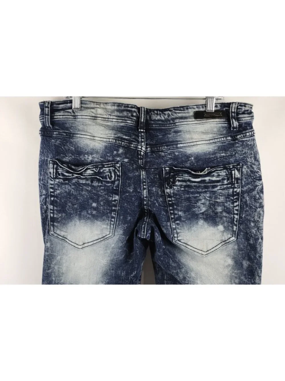 Dstrkt Jeans Mens 38x33 Blue Bleached Moto Biker Denim